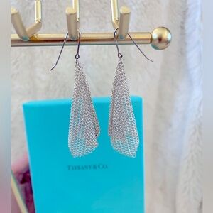 Tiffany Elsa Peretti Mesh Scarf earrings in sterling silver